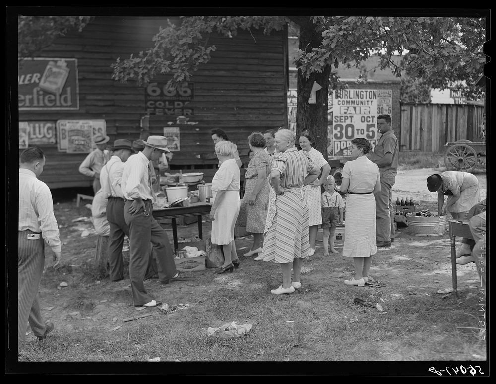 Parent Teacher Association of Prospect Hill, Caswell County, serving and selling Brunswick stew dinner in Mebane, North…