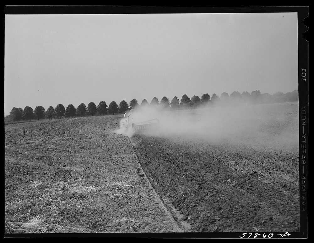 [Untitled photo, possibly related to: Harrowing field before planting. Starkey Farms, Morrisville, Pennsylvania]. Sourced…