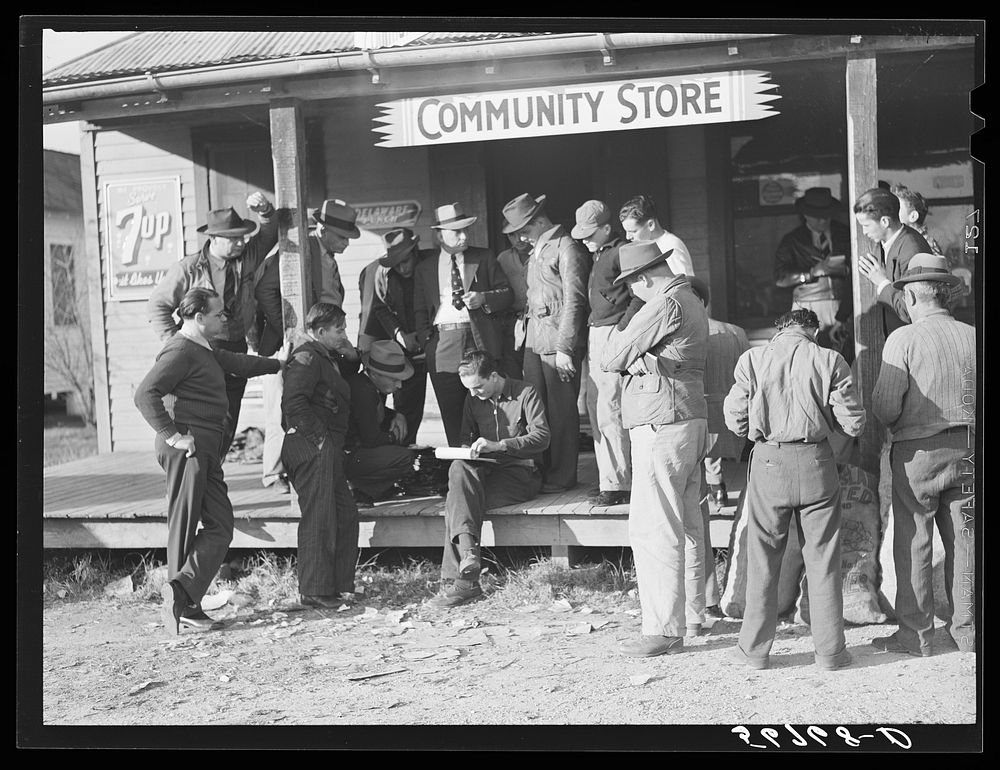 [Untitled photo, possibly related to: FSA (Farm Security Administration) supervisor taking bids at muskrat pelt auction.…