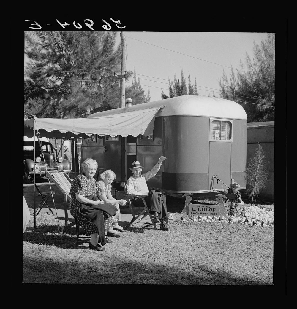 Guests at Sarasota trailer park. Sarasota, Florida. Sourced from the Library of Congress.