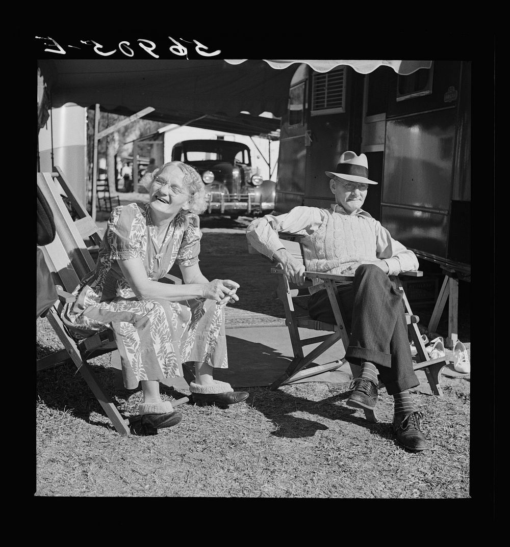 Guests at Sarasota trailer park. Sarasota, Florida. Sourced from the Library of Congress.