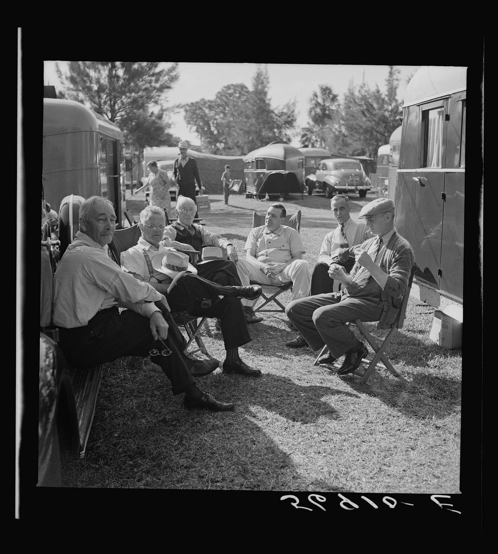 Guests at the Sarasota trailer park. Sarasota, Florida. Sourced from the Library of Congress.