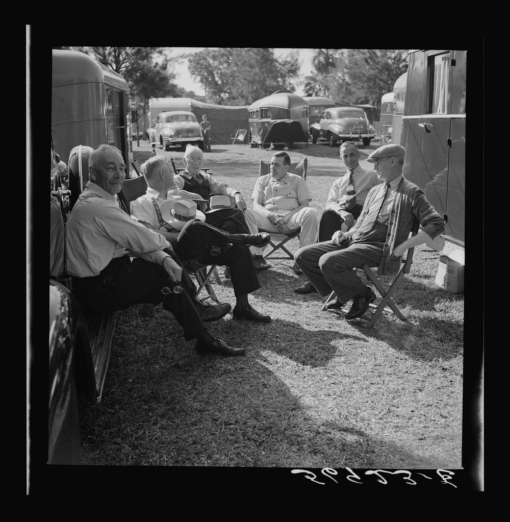 [Untitled photo, possibly related to: Guests at the Sarasota trailer park. Sarasota, Florida]. Sourced from the Library of…