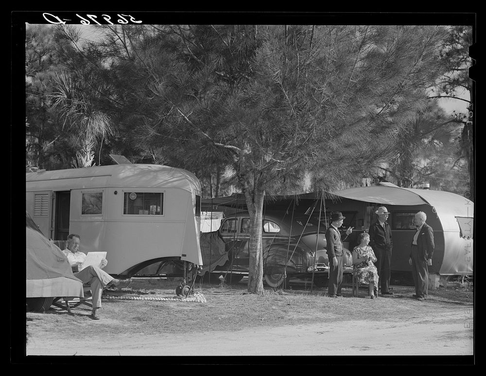 Trailer homes in Sarasota trailer park. Sarasota, Florida. Sourced from the Library of Congress.
