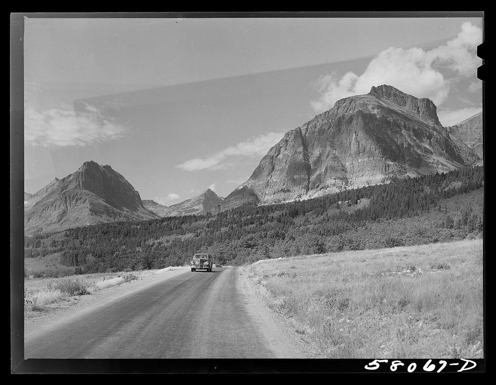 [Untitled photo, possibly related to: Many Glacier highway. Glacier National Park, Montana]. Sourced from the Library of…