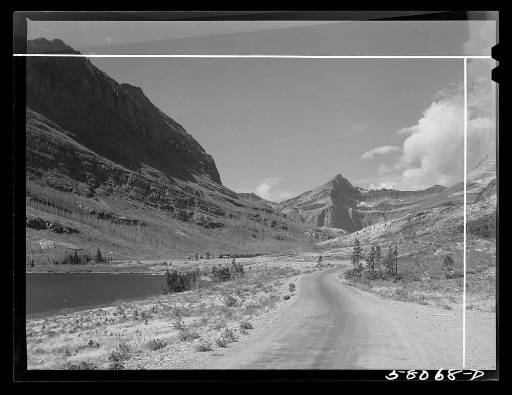 Many Glacier highway. Glacier National Park, Montana. Sourced from the Library of Congress.