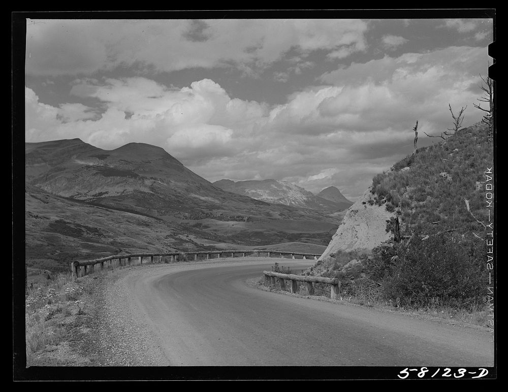 Highway around Glacier National Park, Montana. Sourced from the Library of Congress.