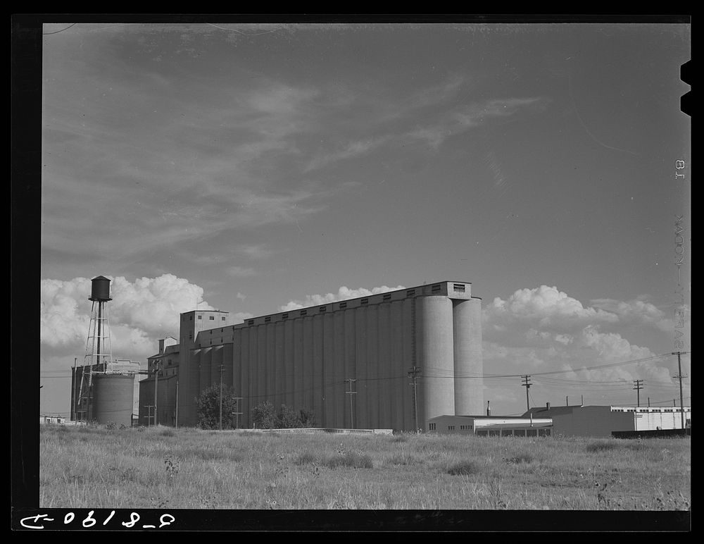 Grain storage elevators and flour mill. Great Falls, Montana. Sourced from the Library of Congress.