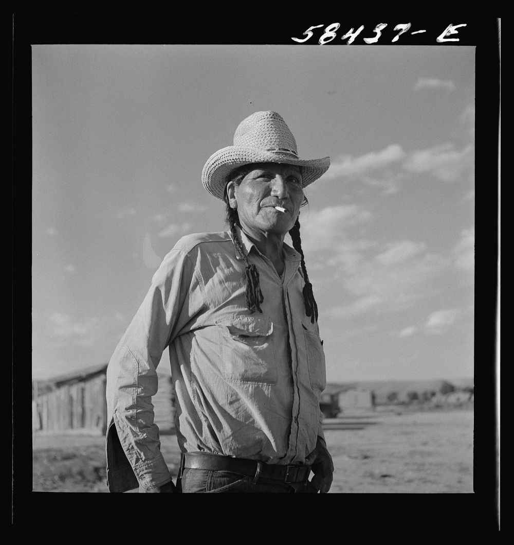 Cheyenne Indian on Tongue River Reservation near Lame Deer, Montana. Sourced from the Library of Congress.