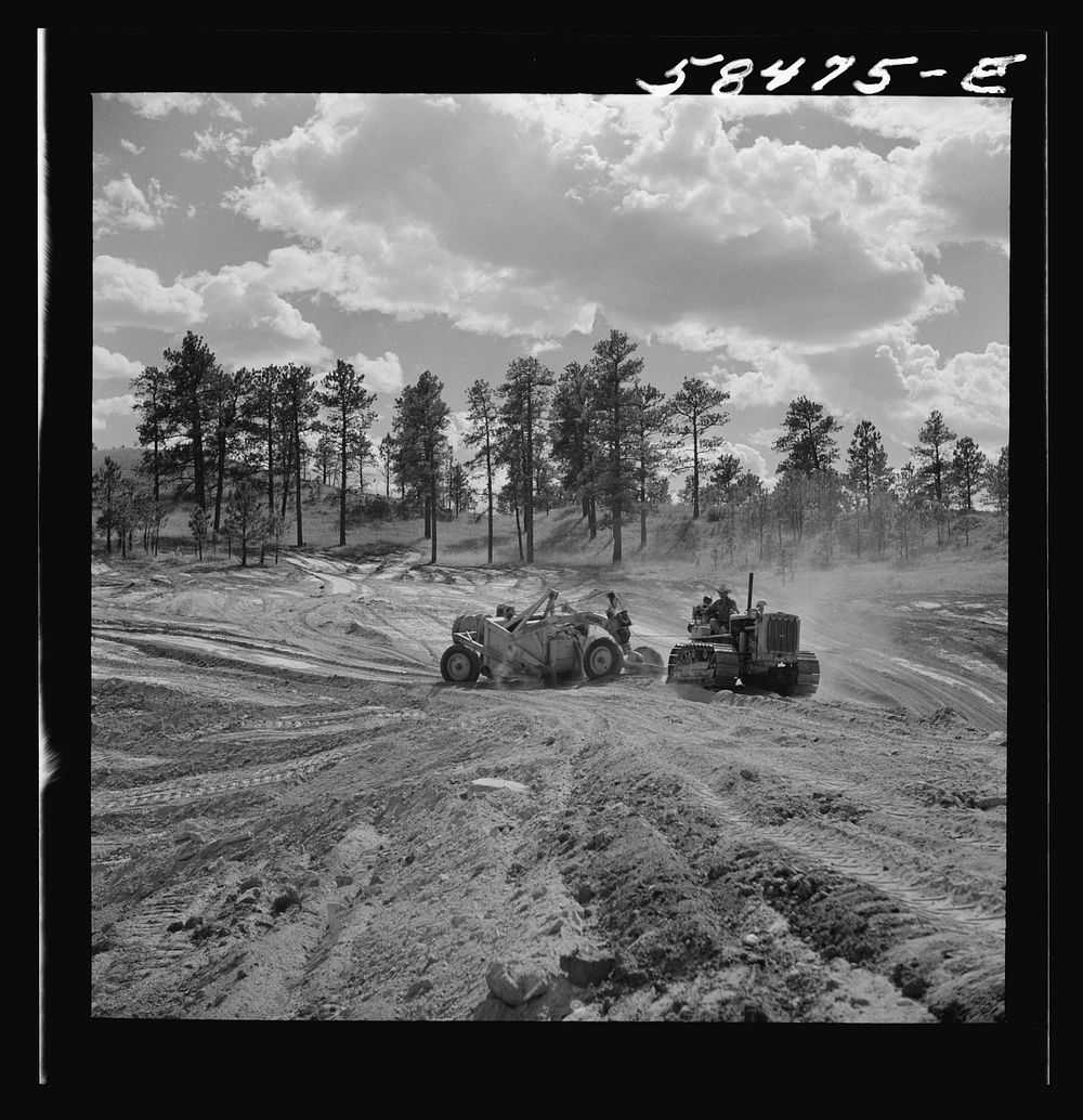 [Untitled photo, possibly related to: Building a reservoir for range cattle on Lyman Brewster's lease. Near Lame Deer…