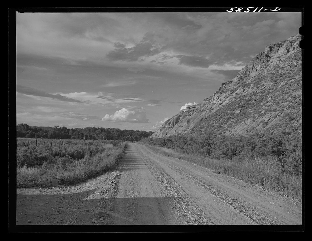 Road from Quarter Circle U Ranch to Birney, Montana. Sourced from the Library of Congress.