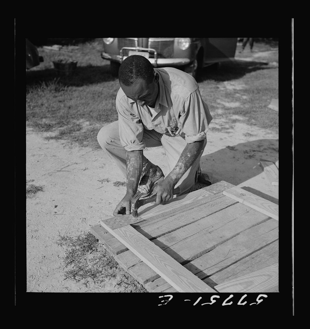 [Untitled photo, possibly related to: Assembling a joint  of screen door. Screen door stock used in one inch by four inches.…