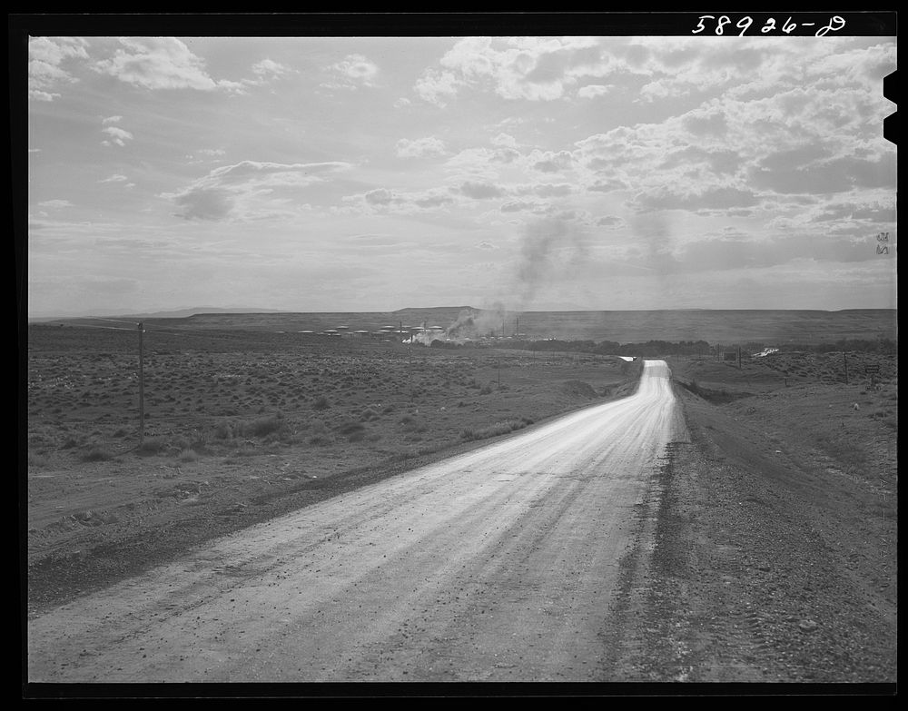Highway leading to Grey Bull, Wyoming. Sourced from the Library of Congress.