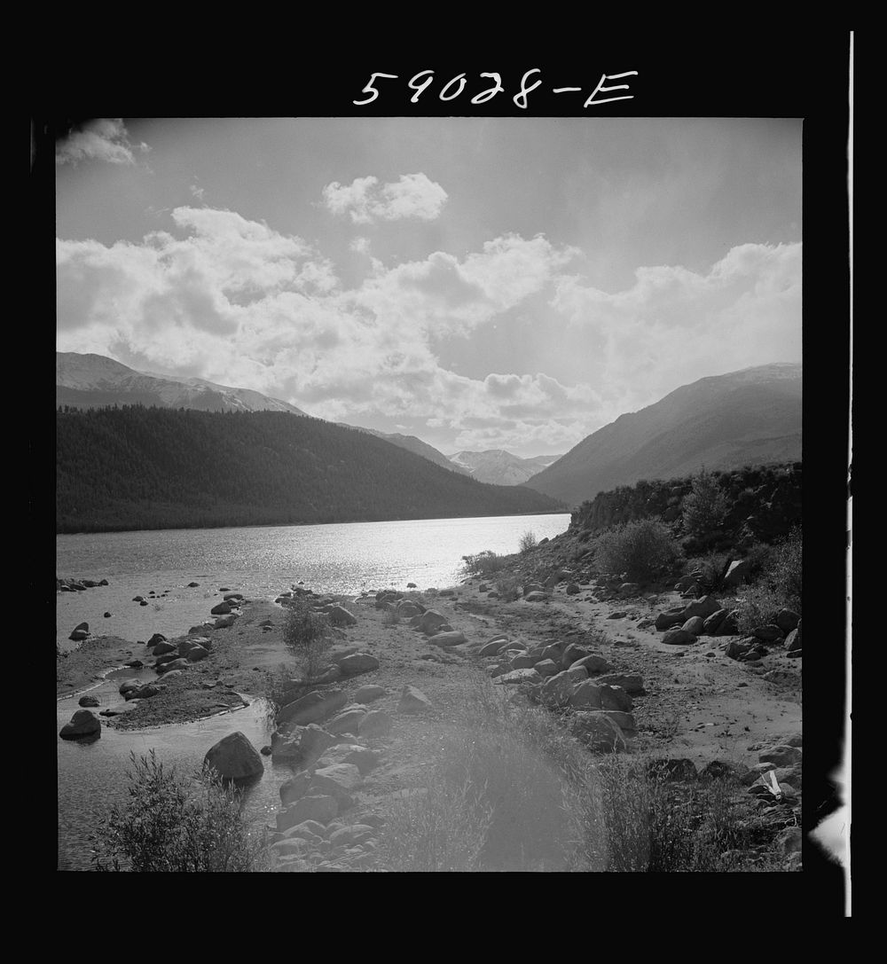 [Untitled photo, possibly related to: Twin Lakes with Mount Elbert in background. Colorado]. Sourced from the Library of…