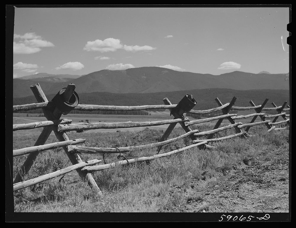 Rail fence around pasture and grazing lands. Near Granby, Colorado. Sourced from the Library of Congress.