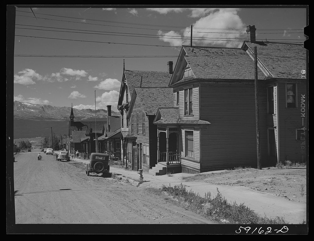 Houses. Street in old mining town. Leadville, Colorado. Sourced from the Library of Congress.