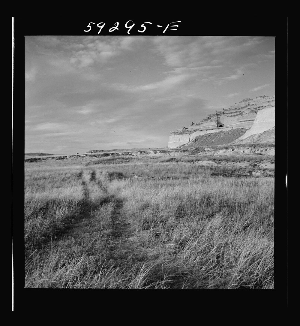 [Untitled photo, possibly related to: Wagon tracks on Old Oregon Trail. Scottsbluff, Nebraska]. Sourced from the Library of…