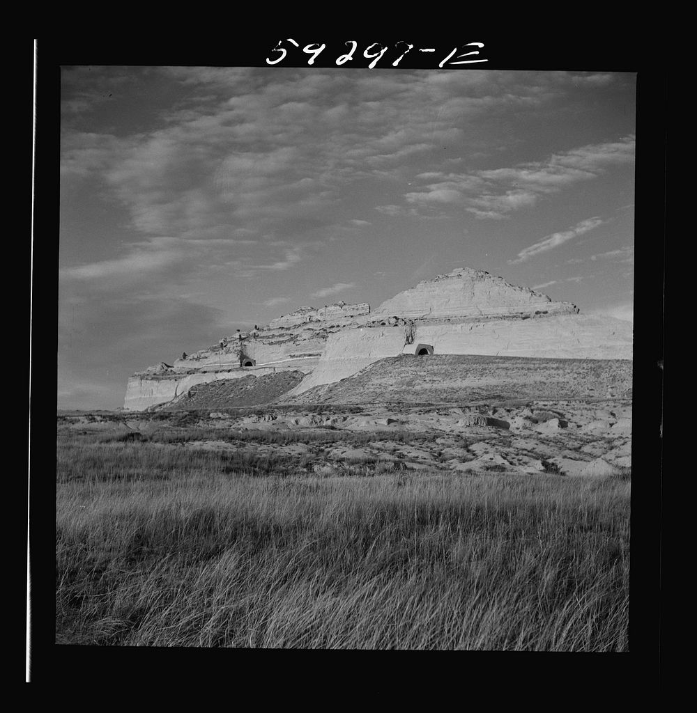 Site of Old Oregon Trail. Scottsbluff in the background. North Platte River Valley, Nebraska. Sourced from the Library of…