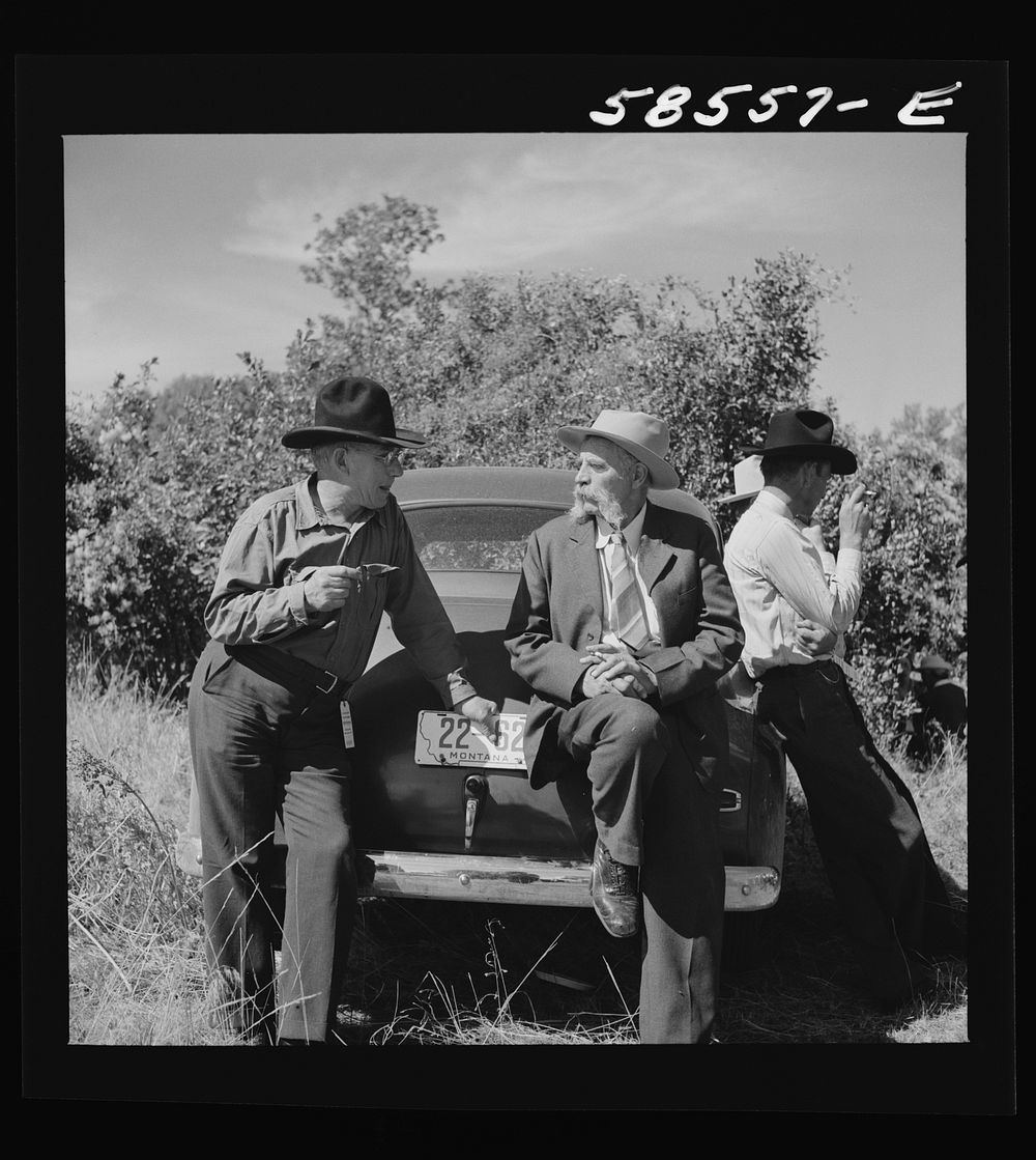 [Untitled photo, possibly related to: Spear's Siding, Wyola, Montana. Guests at the stockmen's picnic and barbecue]. Sourced…