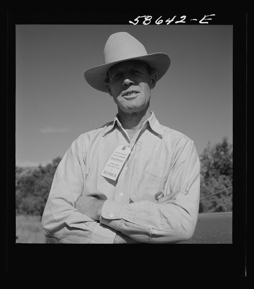 [Untitled photo, possibly related to: Stockmen at stockmen's picnic and barbecue. Spear's Siding, Wyola, Montana]. Sourced…