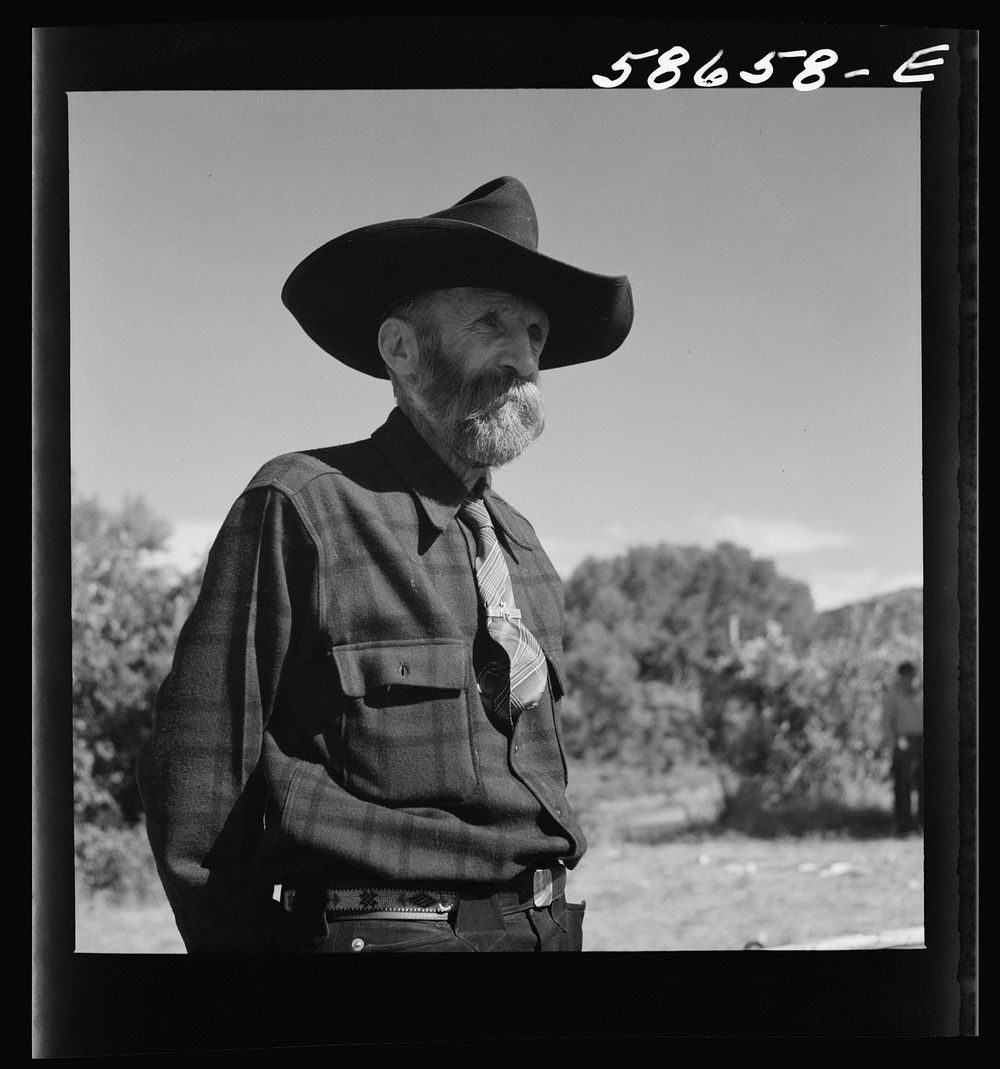 Turk Greenough's father (Sally Rand's father-in-law) at a stockmen's picnic and barbecue. Spear's Siding, Wyola, Montana.…
