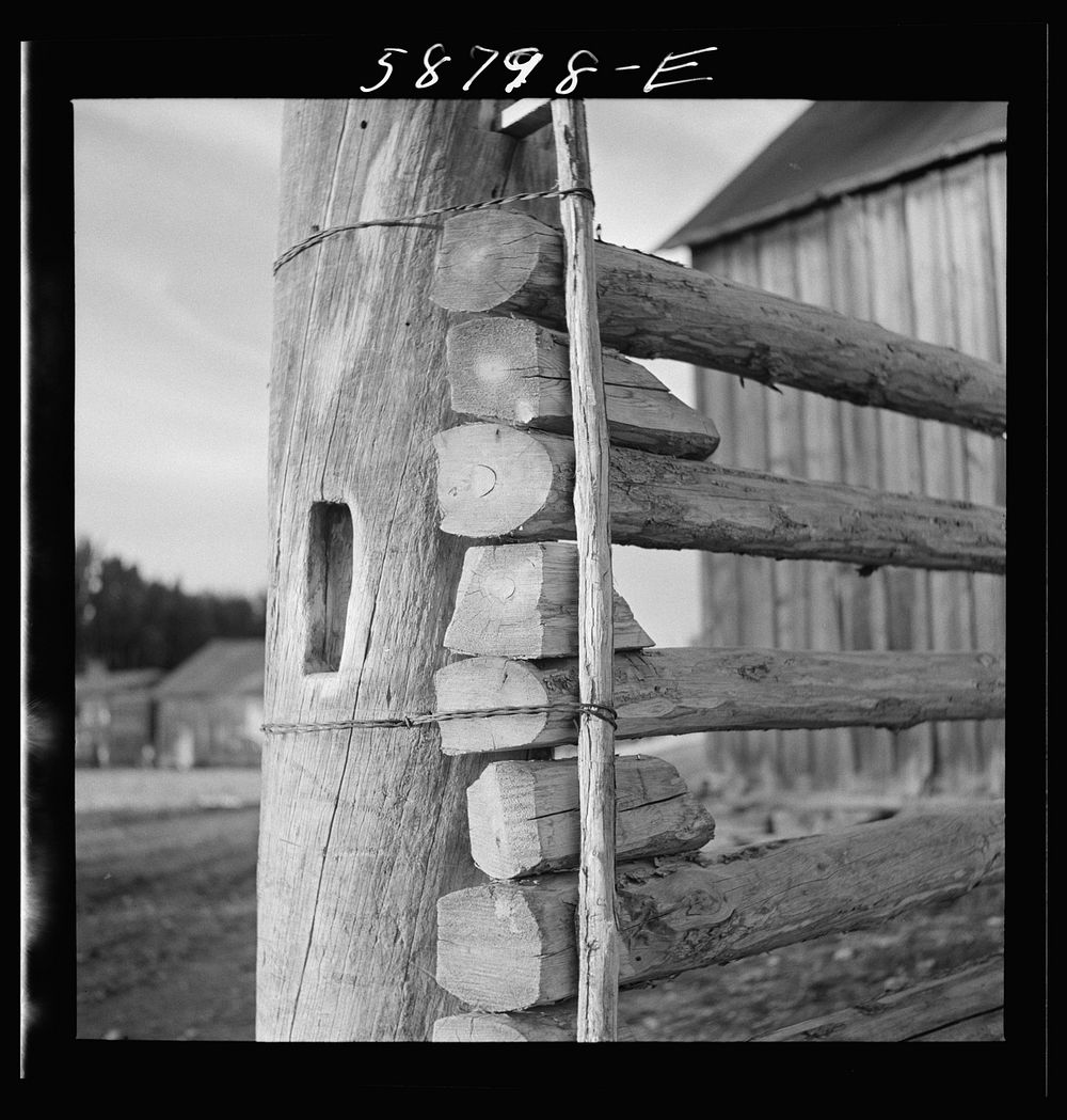 Detail of corral gate and fence. Quarter Circle U, Brewster-Arnold Ranch Company. Birney, Montana. Sourced from the Library…