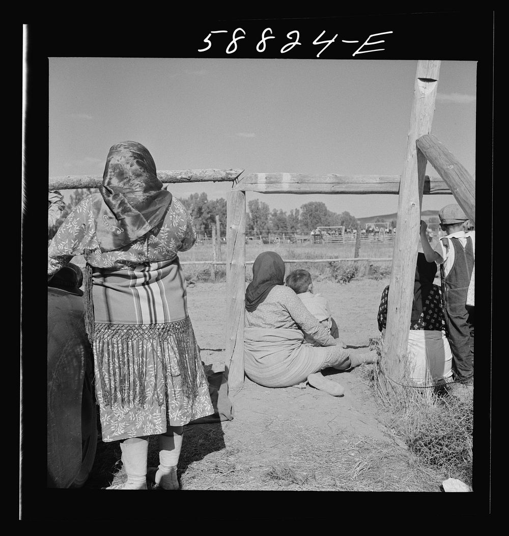 Crow Agency, Montana. Indians watching the Crow fair. Sourced from the Library of Congress.