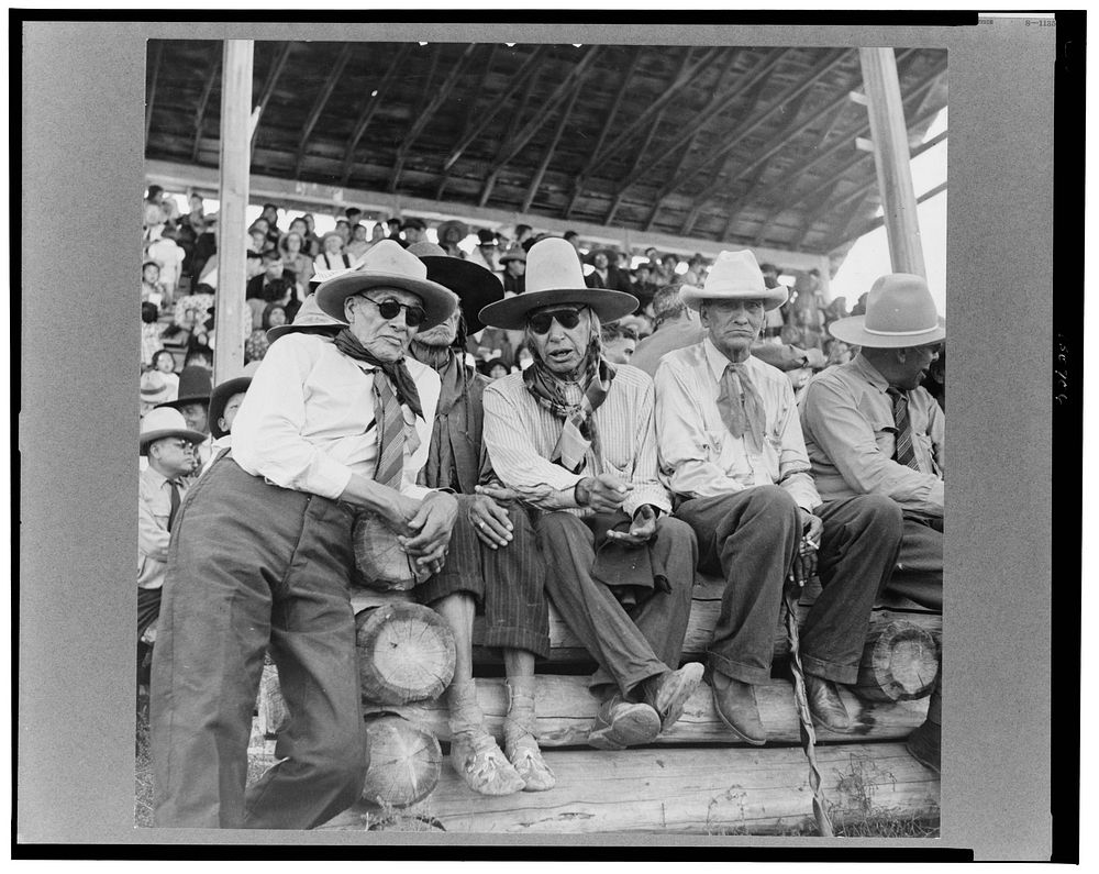 Indians watching Crow fair at Crow Agency, Montana. Sourced from the Library of Congress.