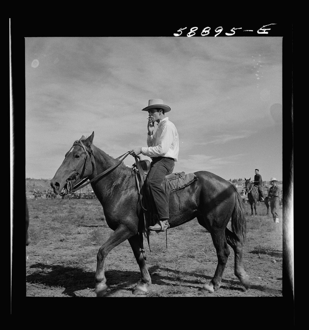 Cowboy at rodeo in Ashland, Montana. Sourced from the Library of Congress.