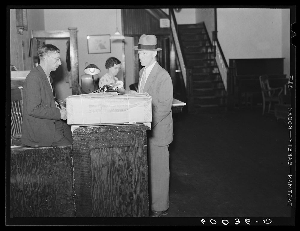 [Untitled photo, possibly related to: Desk of Thompson Hotel. Elkins, West Virginia]. Sourced from the Library of Congress.