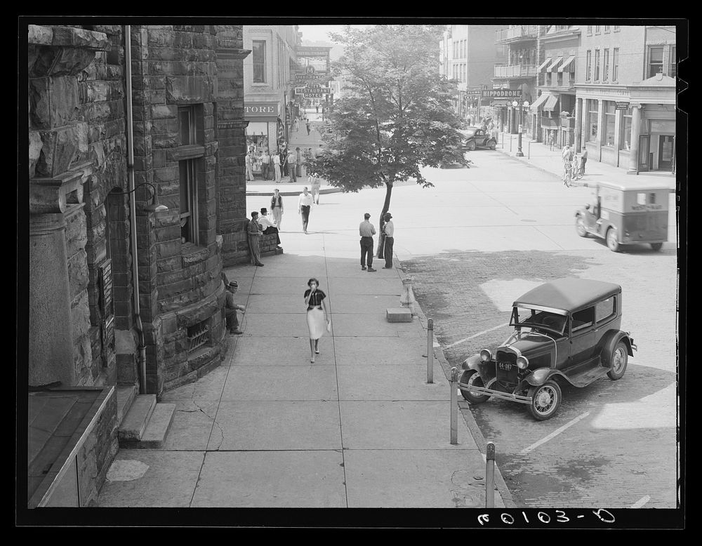Shady side of main street. Elkins, West Virginia. Sourced from the Library of Congress.