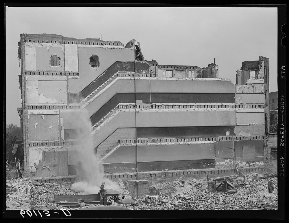Building which is being torn down to make room for parking lot. Washington, D.C.. Sourced from the Library of Congress.