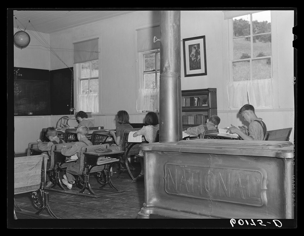 Interior of one-room school house. Crawford County, Wisconsin. Sourced from the Library of Congress.
