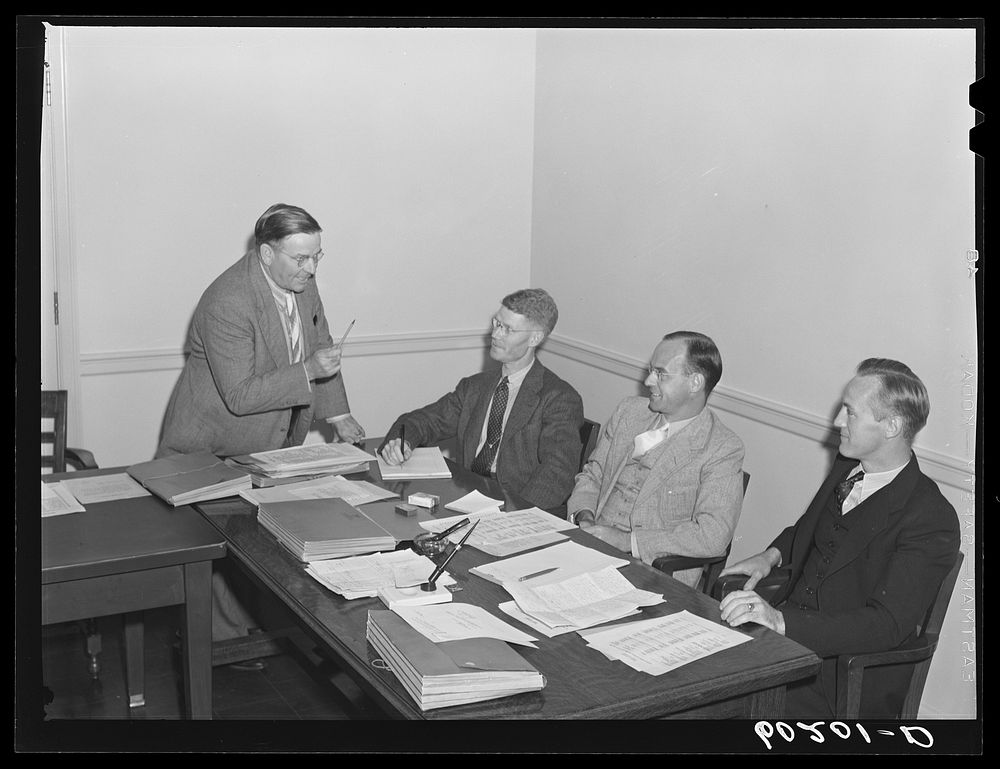 Meeting of the town council. Greendale, Wisconsin. Sourced from the Library of Congress.