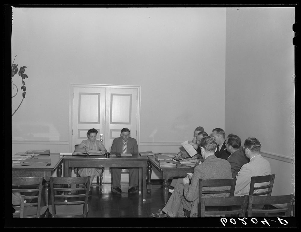 [Untitled photo, possibly related to: Meeting of the town council. Greendale, Wisconsin]. Sourced from the Library of…