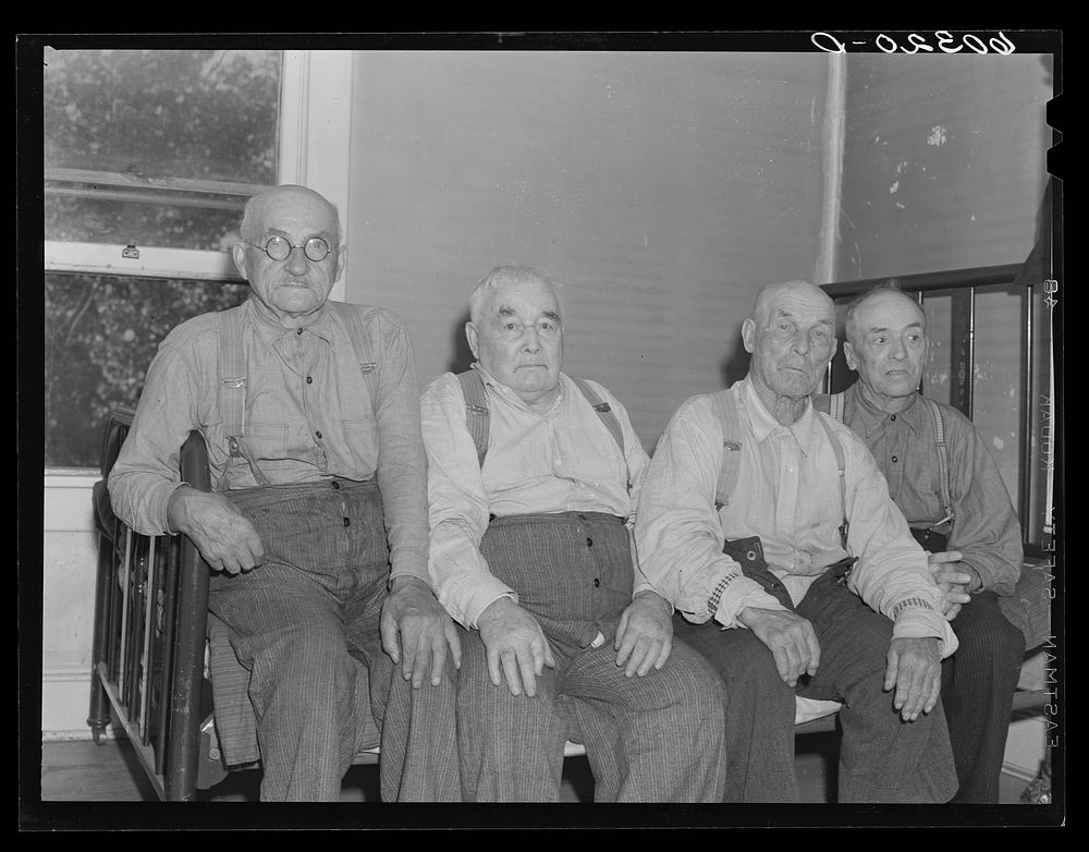 Residents of Northern Minnesota Pioneers' Home. Spooner, Minnesota. These men are all over seventy. Sourced from the Library…