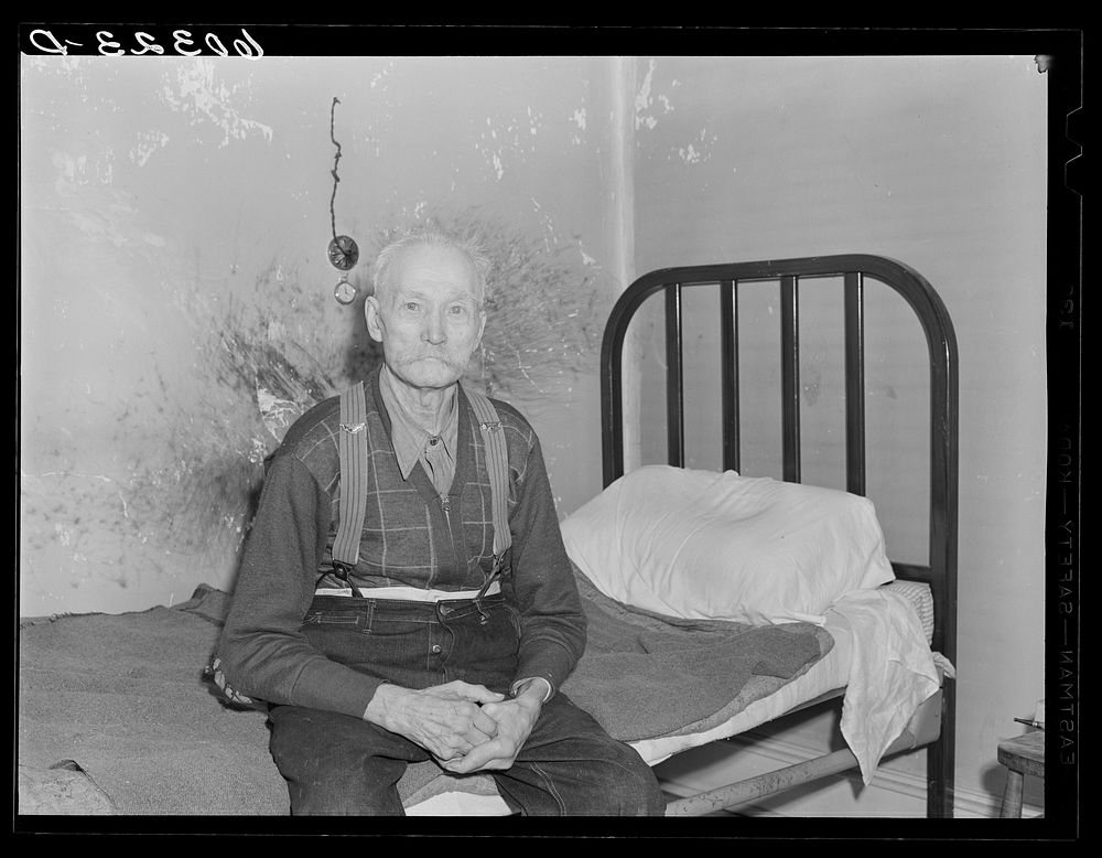 Finnish lumberjack, now ninety years old, a resident of Northern Minnesota Pioneers' Home. Spooner, Minnesota. Sourced from…