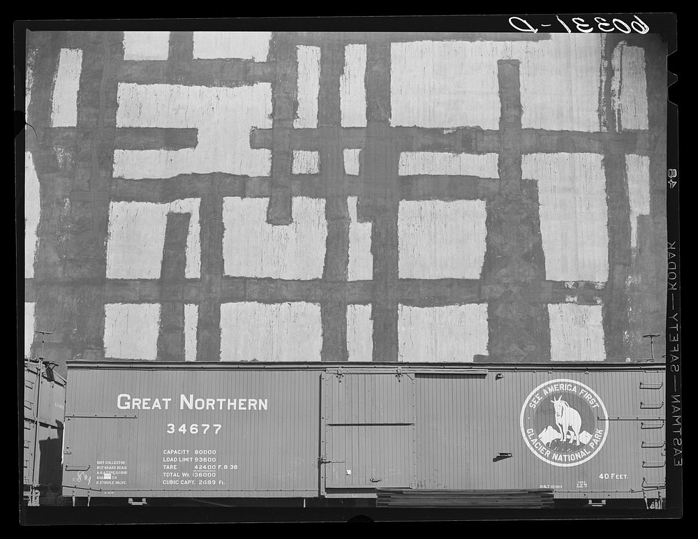 Grain elevator with tar patches. Minneapolis, Minnesota. Sourced from the Library of Congress.