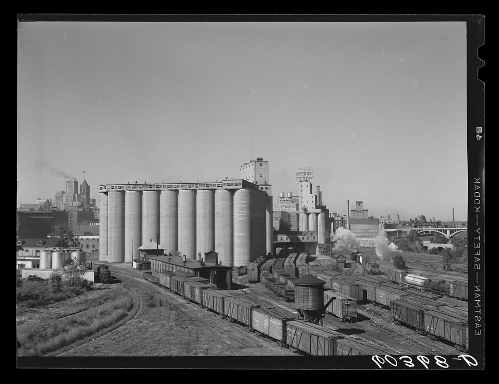 [Untitled photo, possibly related to: Grain elevators and flour mill district. Minneapolis, Minnesota]. Sourced from the…