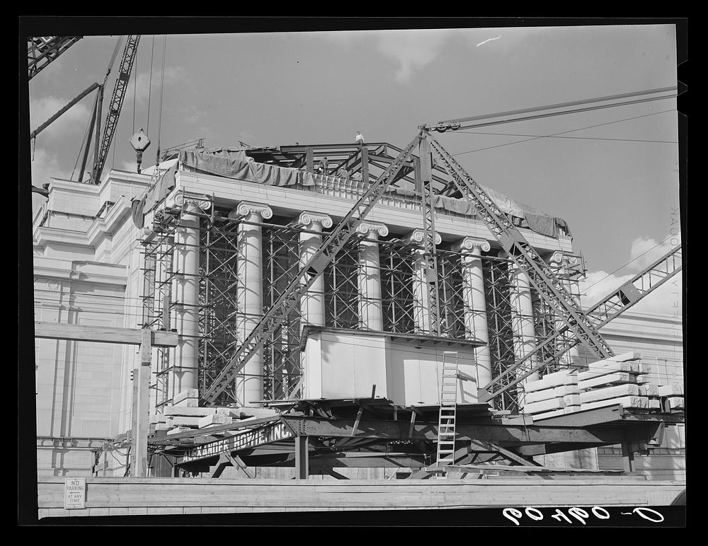 Construction work on Mellon Art Gallery. Washington, D.C.. Sourced from the Library of Congress.