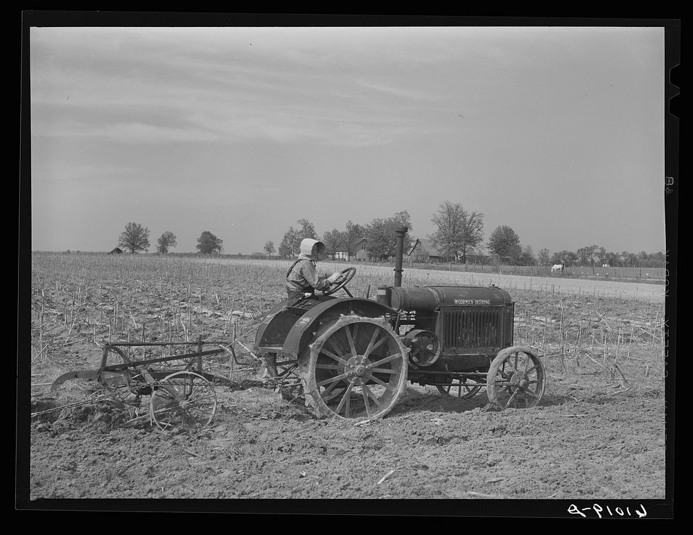 FSA (Farm Security Administration) rehabilitation borrower plowing. Grant County, Illinois. Sourced from the Library of…