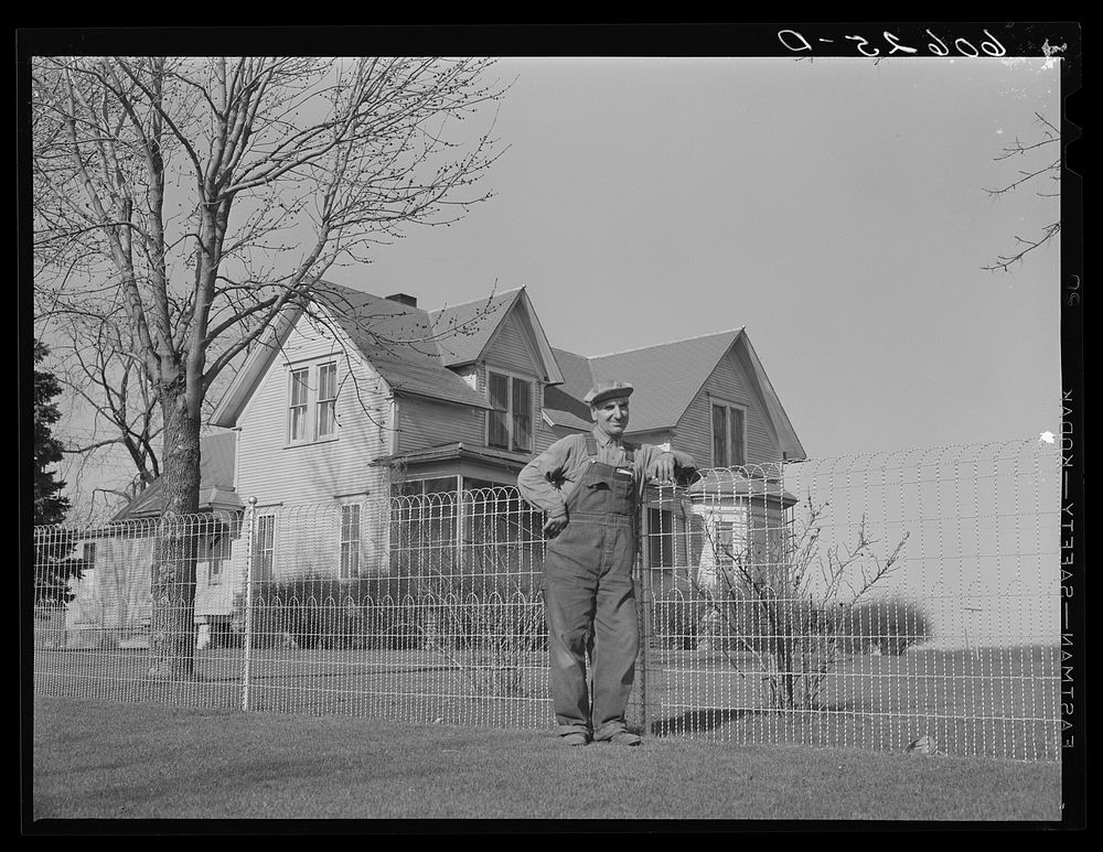 Fred Coulter, Iowa corn farmer, in front of his house. Grundy County, Iowa. Sourced from the Library of Congress.