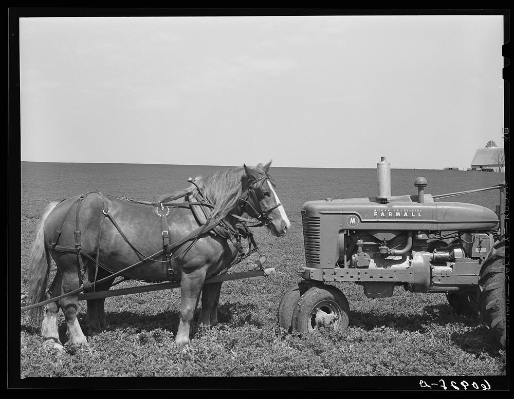 Horse and tractor. Jasper County, Free Photo rawpixel