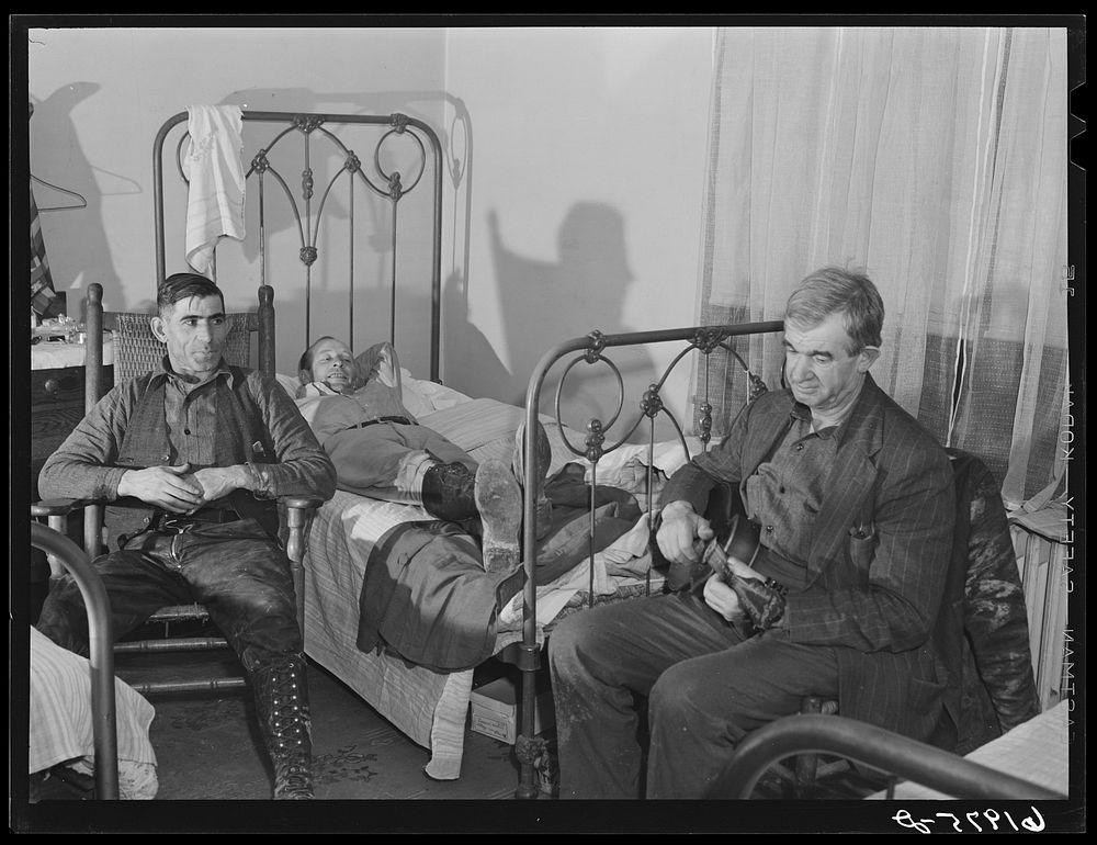[Untitled photo, possibly related to: Men living in room at Mrs. Jones's boardinghouse. Radford, Virginia]. Sourced from the…
