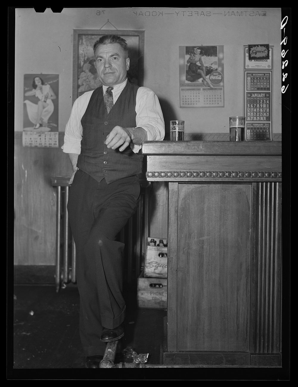 Bartender at Czecho-Slovak Dramatic Club. Ambridge, Pennsylvania. Sourced from the Library of Congress.