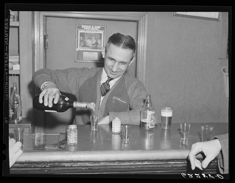 Bartender in Catholic Sokol Club. Ambridge, Pennsylvania. Sourced from the Library of Congress.
