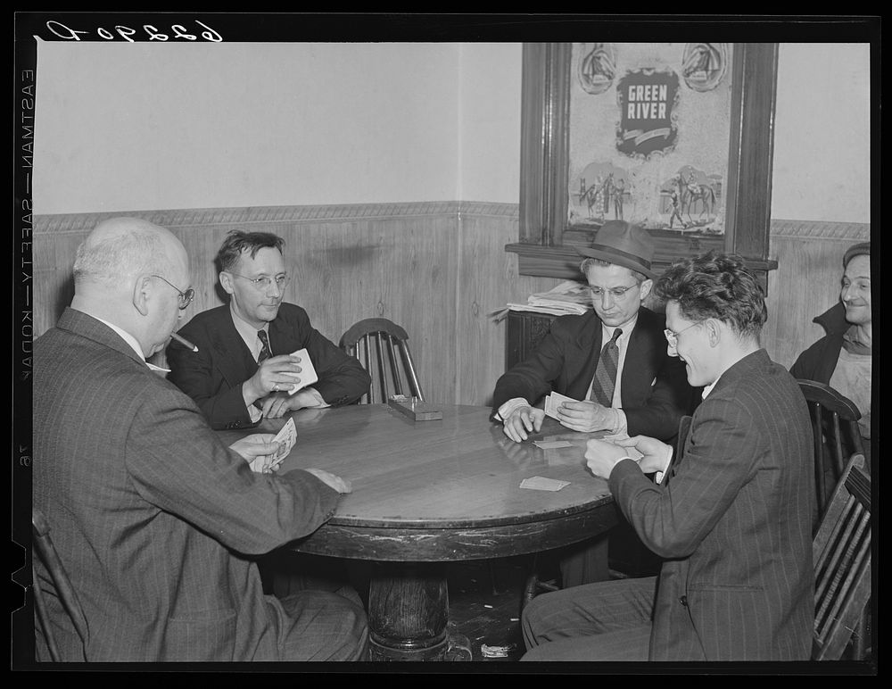 Pinochle game in Czecho-Slovak Dramatic Club. Ambridge, Pennsylvania. Sourced from the Library of Congress.