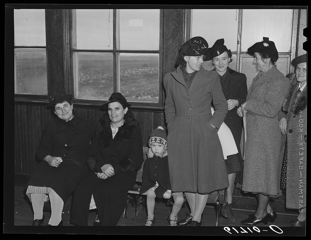 [Untitled photo, possibly related to: German-Russian farm women in school on election day, November 1940. McIntosh County…