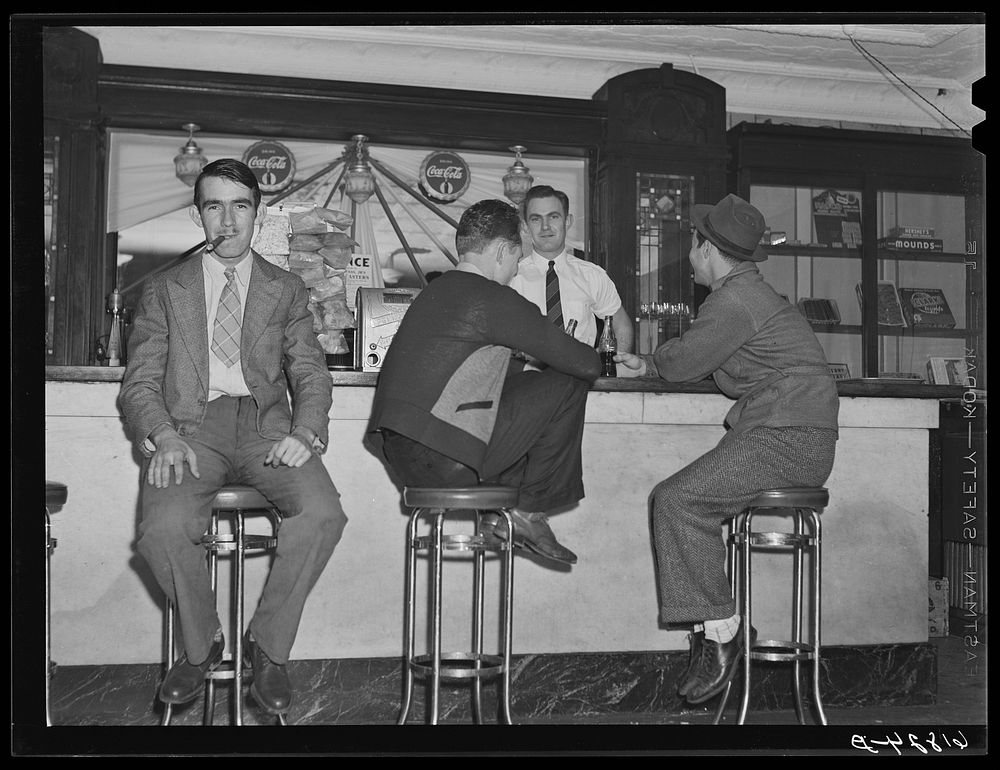 Boys in soft drink parlor. Central City, Kentucky. Sourced from the Library of Congress.