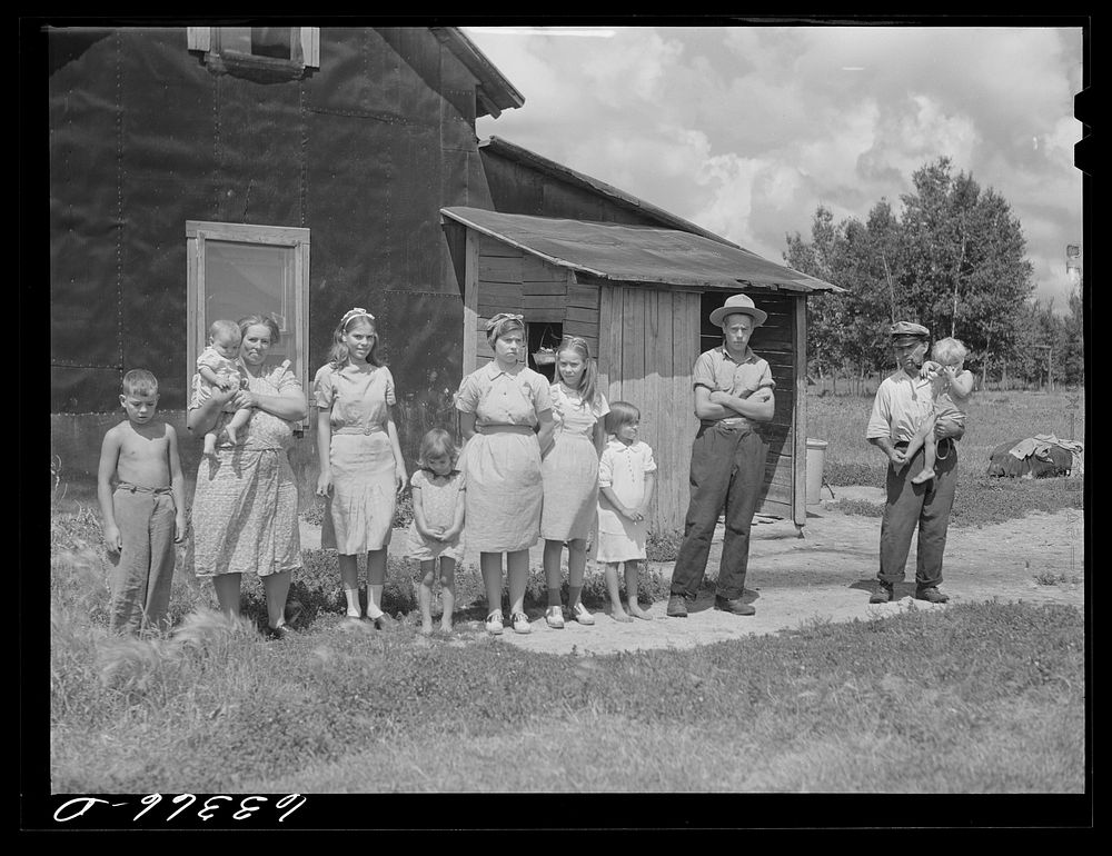 [Untitled photo, possibly related to: Family of FSA (Farm Security Administration) borrower on cut-over land. Itasca County…